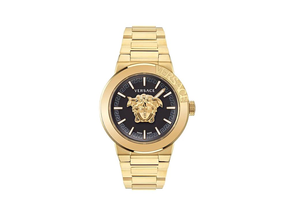 Versace Medusa Infinite Gent Quartz Uhr, PVD Gold, Schwarz, 47 mm, VE7E00623