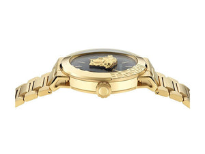 Versace Medusa Infinite Gent Quartz Uhr, PVD Gold, Schwarz, 47 mm, VE7E00623