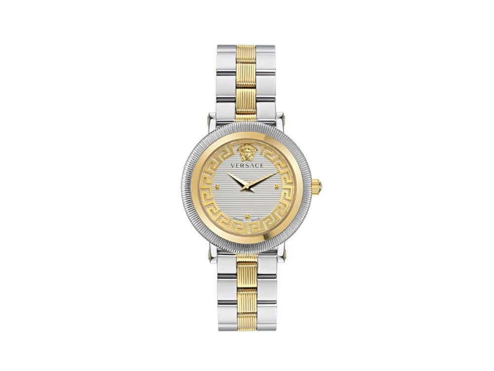 Versace Greca Flourish Quartz Uhr, PVD Gold, Silber, 35 mm, VE7F00423