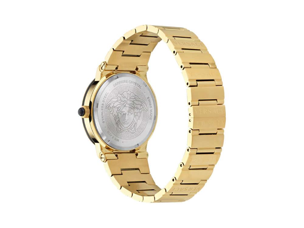 Versace Greca Logo Moonphase Quartz Uhr, PVD Gold, Schwarz, 38 mm, VE7G00323