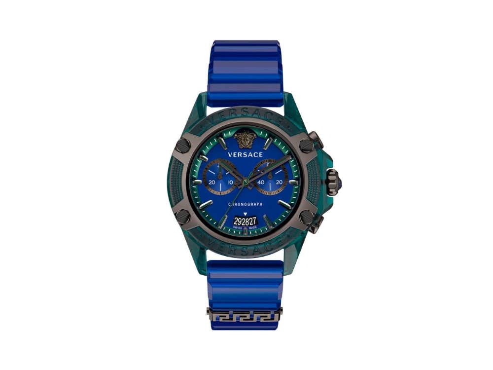 Versace Icon Active Quartz Uhr, Polycarbonat, Blau, 44 mm, VEZ701122