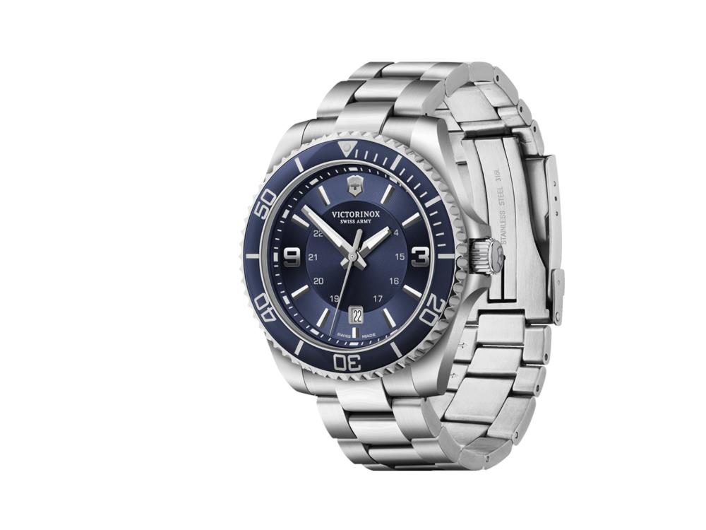 Victorinox Maverick Gent Quartz Uhr Edelstahl 316L Blau 43 mm V242007