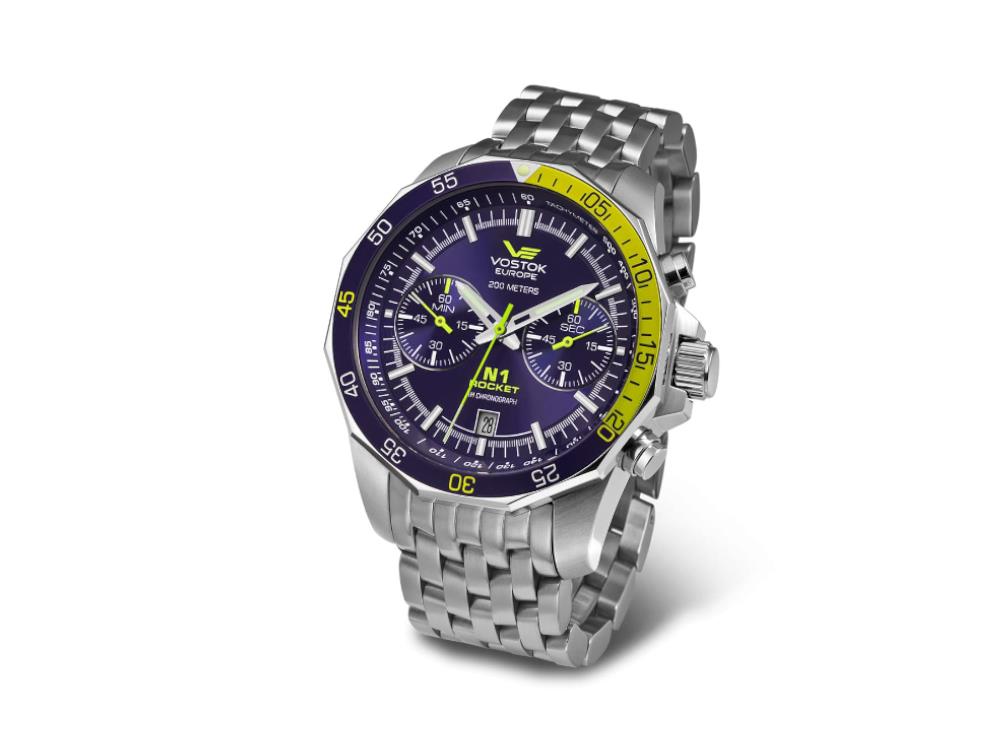 Vostok Europe Rocket N-1 Quartz Uhr, Blau, 46 mm, Chronograph, 6S21-2255253-B
