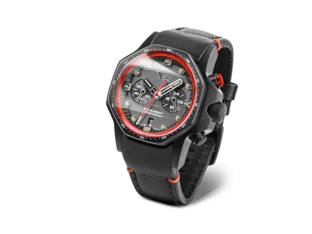 Vostok Europe Atomic Age Quartz Uhr, PVD, 48 mm, Tritium, Chrono, VK64-640C699