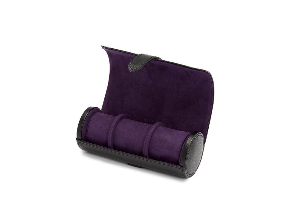 WOLF Blake Uhrenrolle, 3 Uhren, Schwarz, Leder, 305028