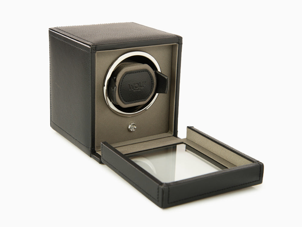 WOLF Cub Uhrenbeweger, 1 Uhr, Schwarz, Vegane Leder, 461103