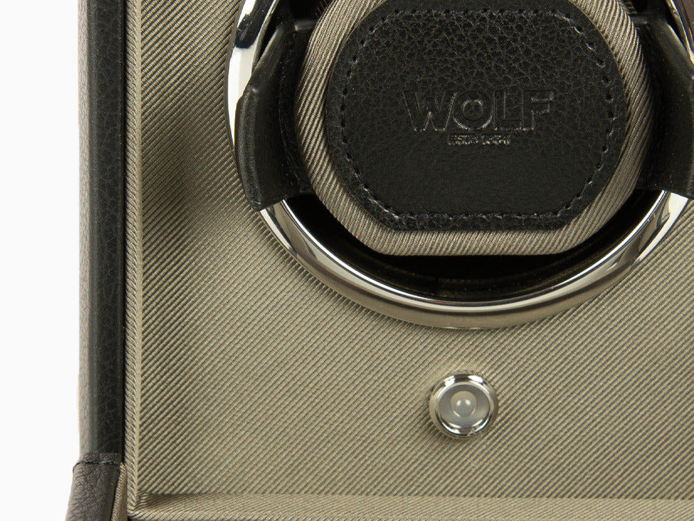 WOLF Cub Uhrenbeweger, 1 Uhr, Schwarz, Vegane Leder, 461103