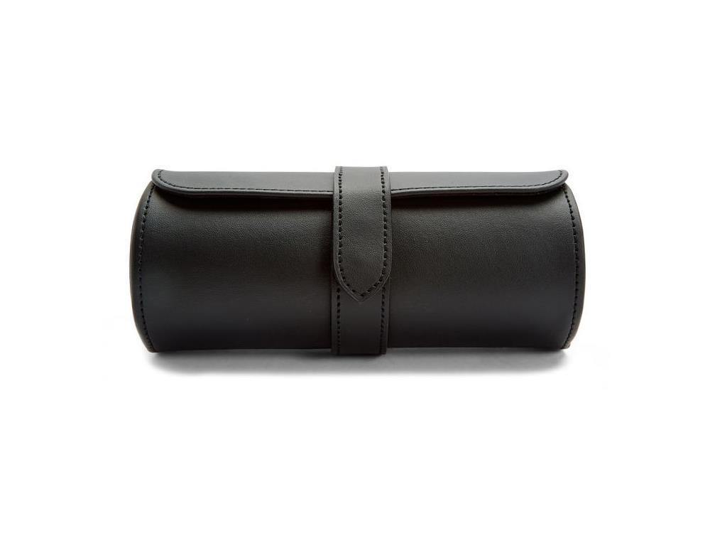 WOLF Axis Uhrenrolle, 3 Uhren, Schwarz, Leder, 488416