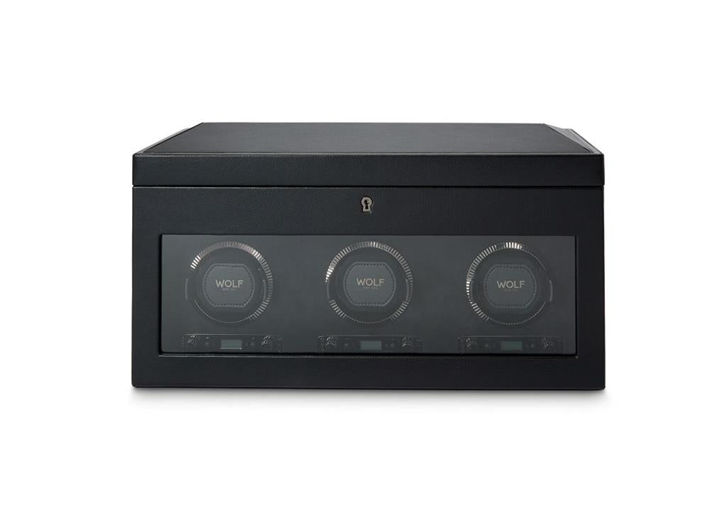 WOLF British Racing Uhrenbeweger, 3 Uhren, Schwarz, 792302