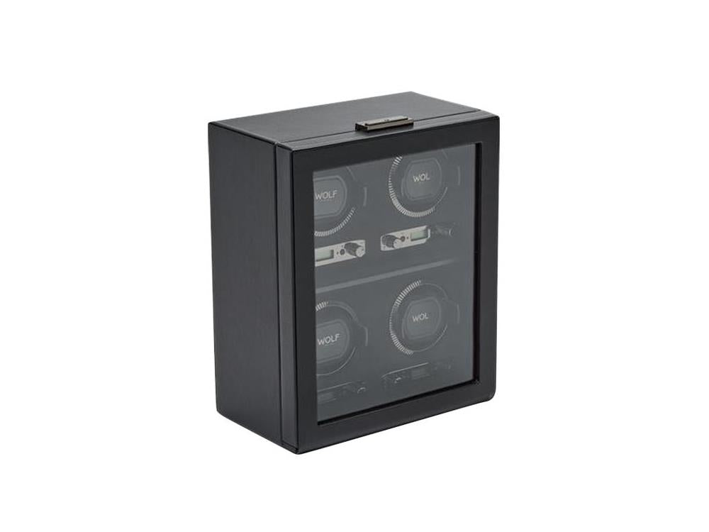 WOLF British Racing Uhrenbeweger, 4 Uhren, Schwarz, 793002