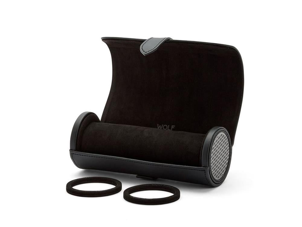 WOLF Axis Uhrenrolle, 3 Uhren, Schwarz, Leder, 488403