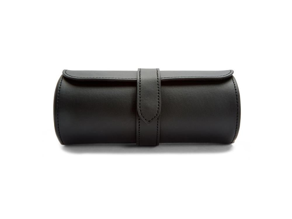 WOLF Axis Uhrenrolle, 3 Uhren, Schwarz, Leder, 488416