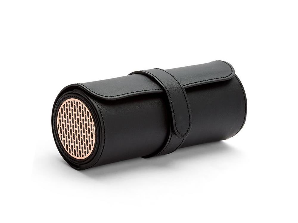 WOLF Axis Uhrenrolle, 3 Uhren, Schwarz, Leder, 488416