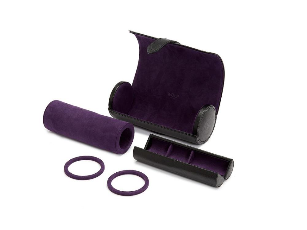 WOLF Blake Uhrenrolle, 3 Uhren, Schwarz, Leder, 305028