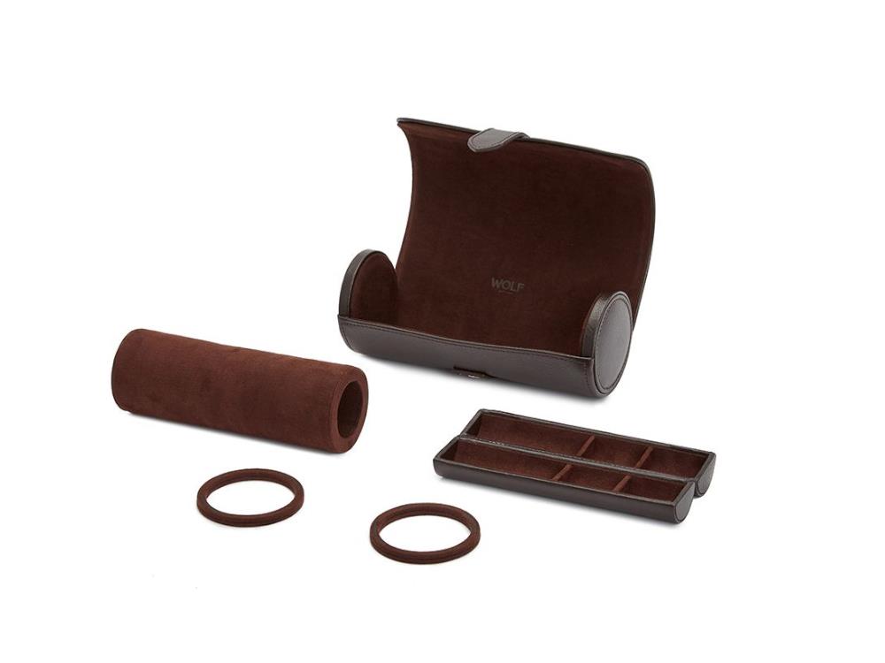 WOLF Blake Uhrenrolle, 3 Uhren, Braun, Leder, 305006