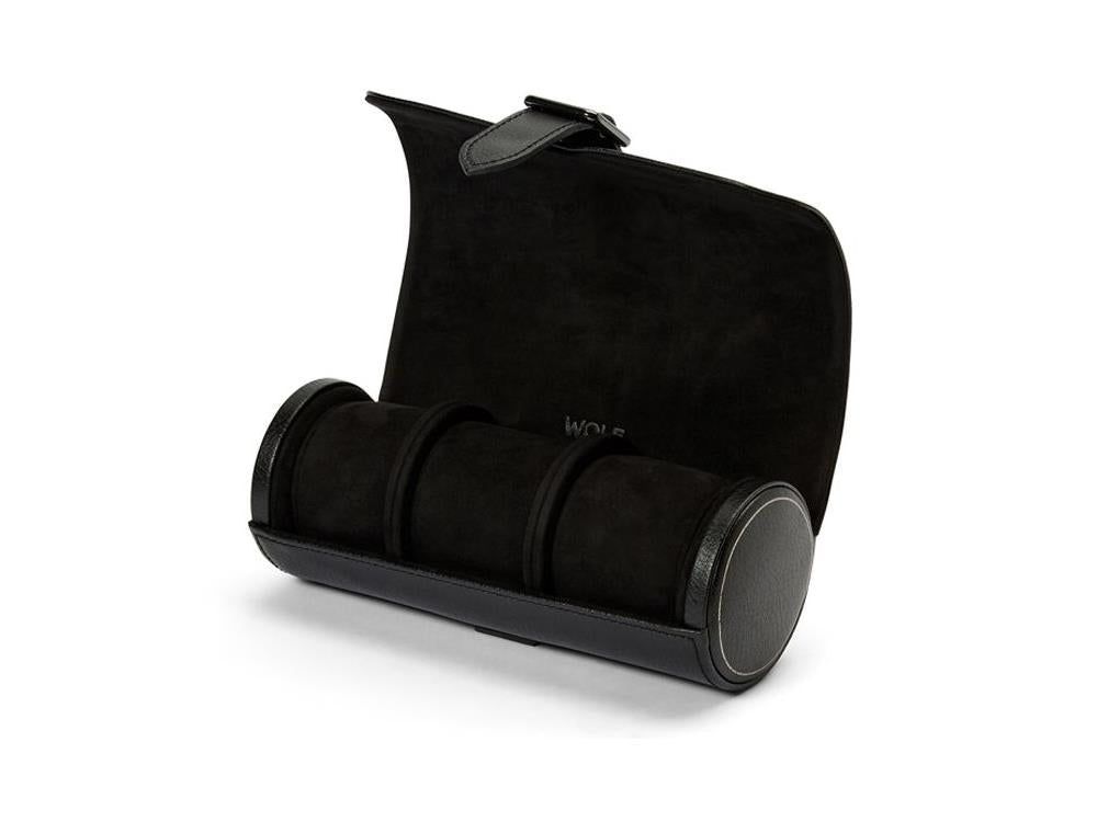 WOLF British Racing Uhrenrolle, 3 Uhren, Schwarz, Leder, 792902