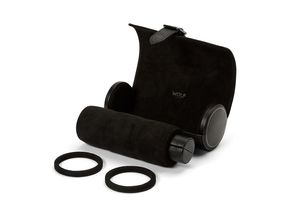 WOLF British Racing Uhrenrolle, 3 Uhren, Schwarz, Leder, 792902