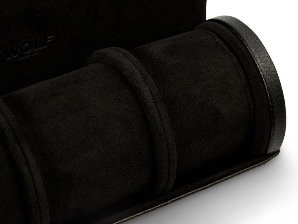 WOLF British Racing Uhrenrolle, 3 Uhren, Schwarz, Leder, 792902