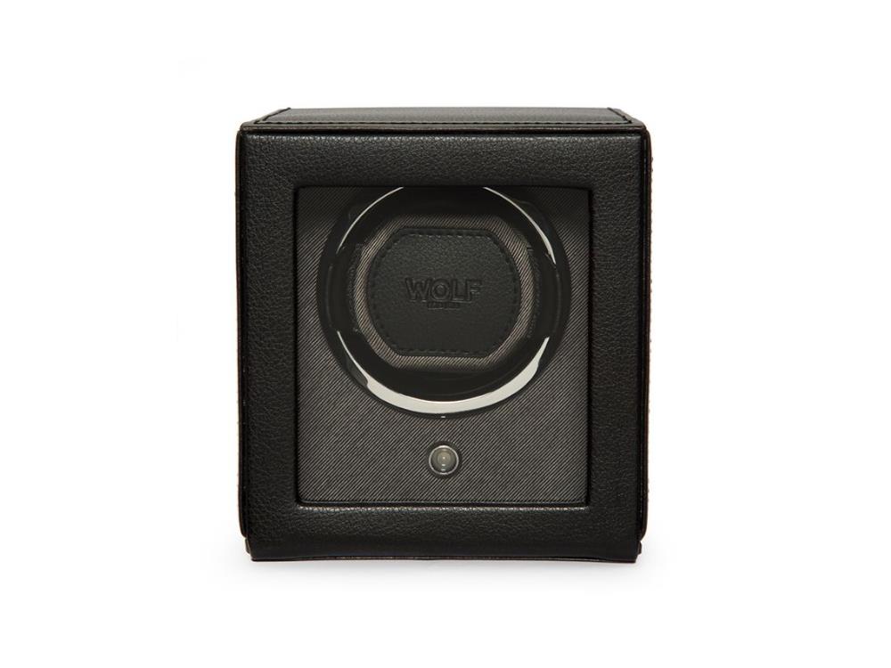 WOLF Cub Uhrenbeweger, 1 Uhr, Schwarz, Vegane Leder, 461103