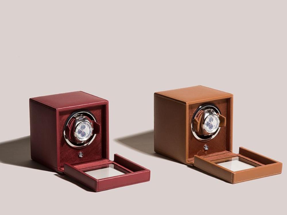 WOLF Cub Uhrenbeweger, 1 Uhr, Rot, Vegane Leder, 461126