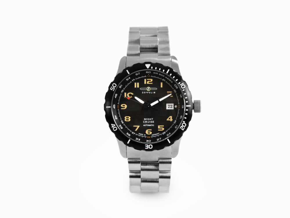 Zeppelin Night Cruise Automatik Uhr, Schwarz, 42 mm, Stahlband, 7264M-5