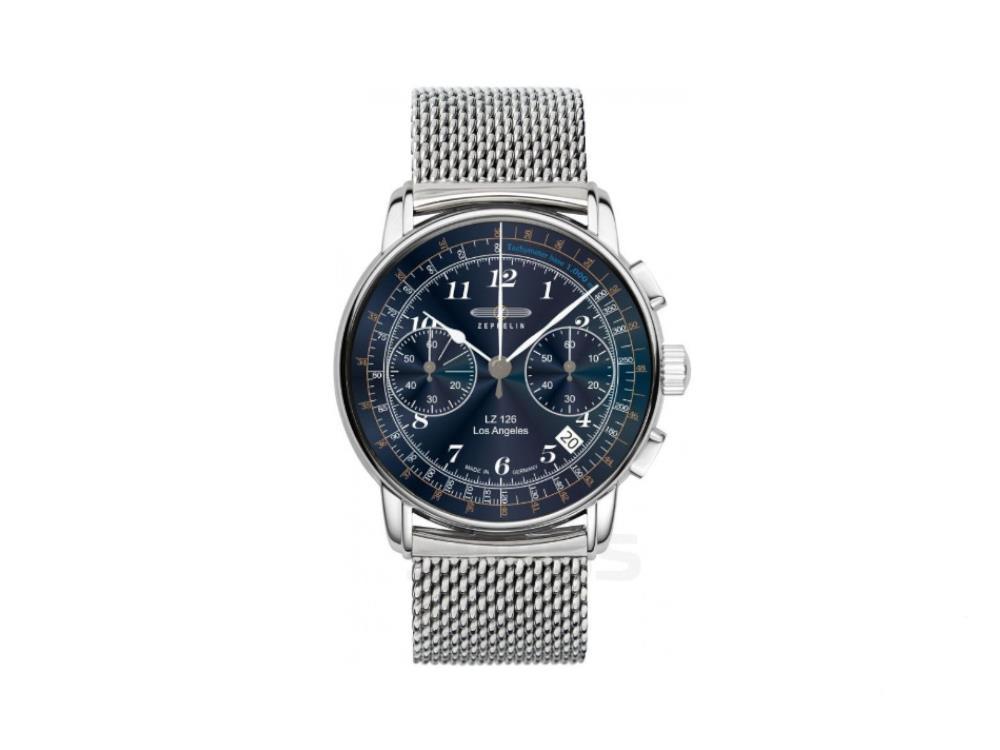 Zeppelin LZ126 Los Angeles Quartz Uhr, Blau, 42 mm, 7614M-3
