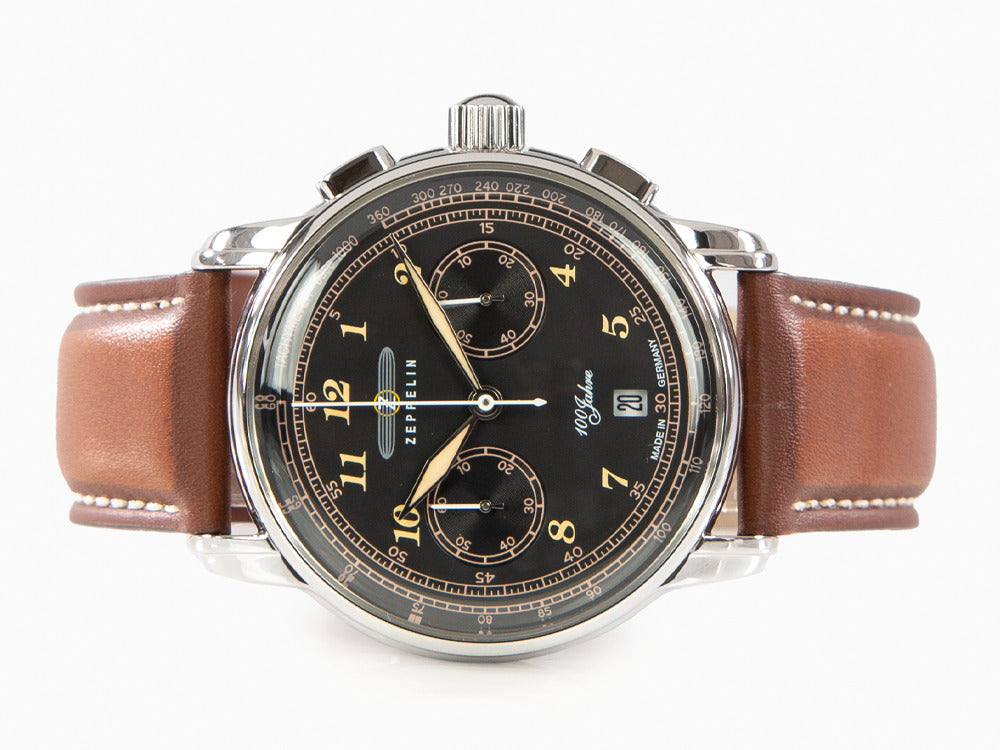 Zeppelin 100 Jahre Zeppelin Ed.2 Quartz Uhr, Schwarz, 42 mm, Chronograph, 7674-3