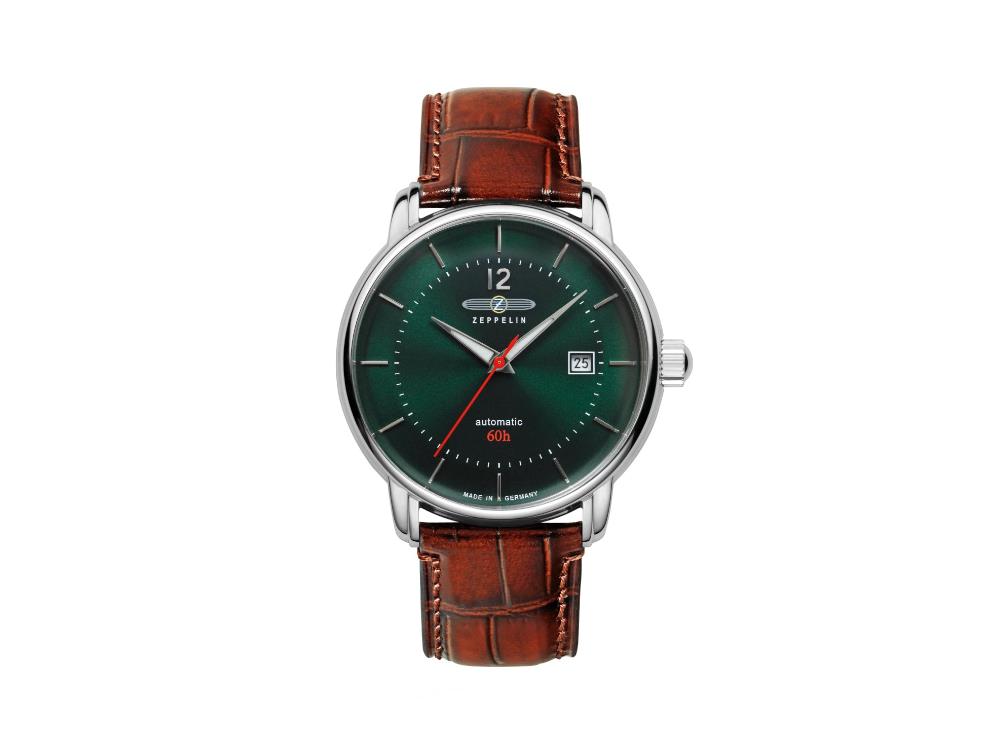 Zeppelin LZ 120 Bodensee Automatik Uhr, Grün, 40cm, Lederband, 8160-4
