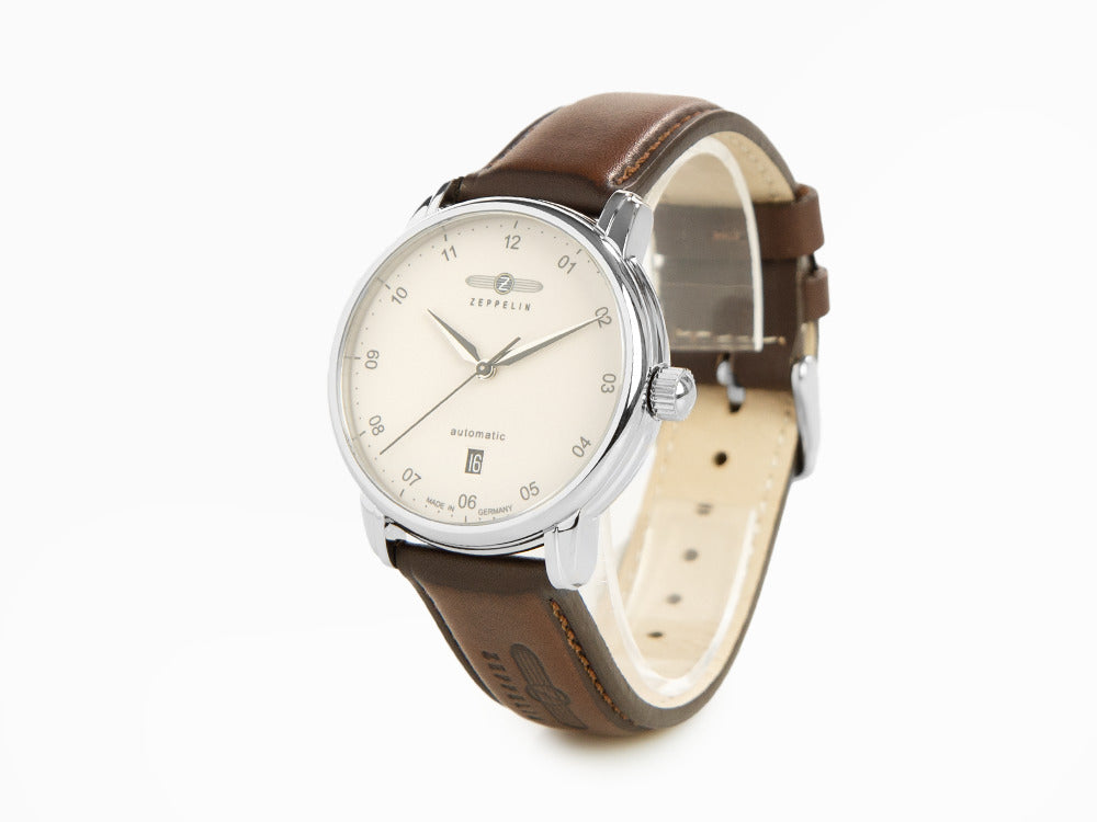 Zeppelin Captain Line Automatik Uhr, Beige, 41 mm, Tag, Lederband, 8652-5