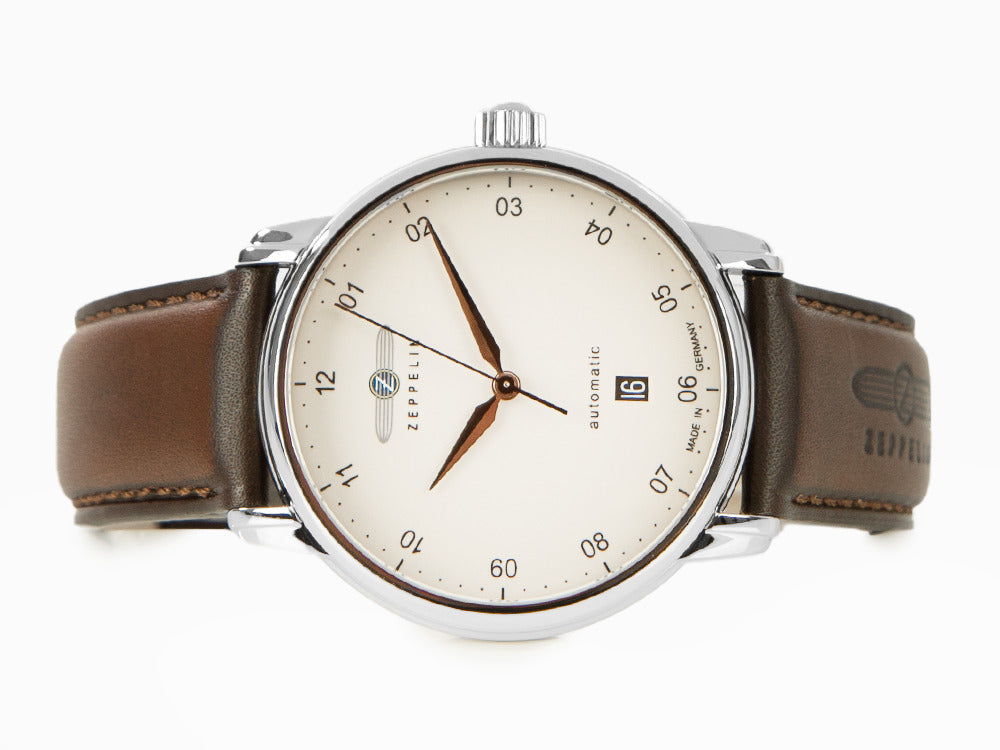 Zeppelin Captain Line Automatik Uhr, Beige, 41 mm, Tag, Lederband, 8652-5